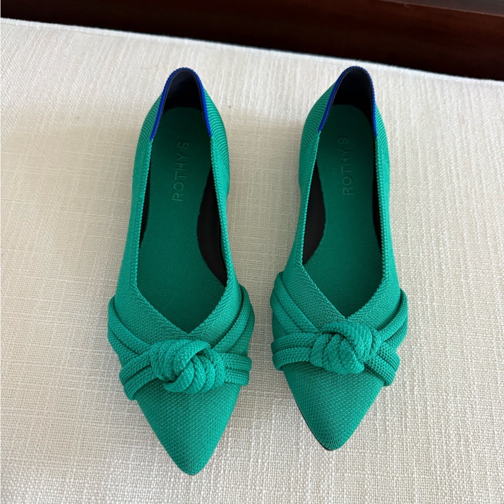 Rothy’s Point Green Knotted Flats